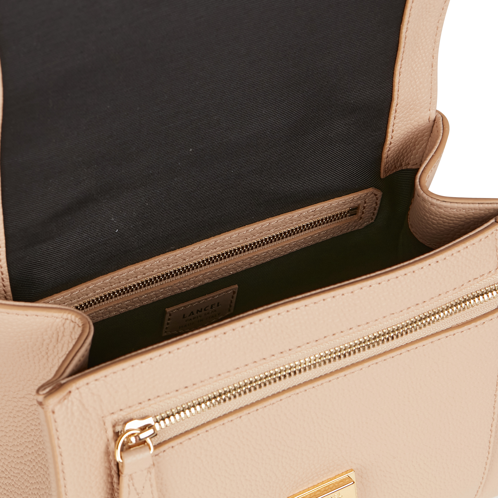 NINON M - Sac à rabat en cuir grainé | Beige