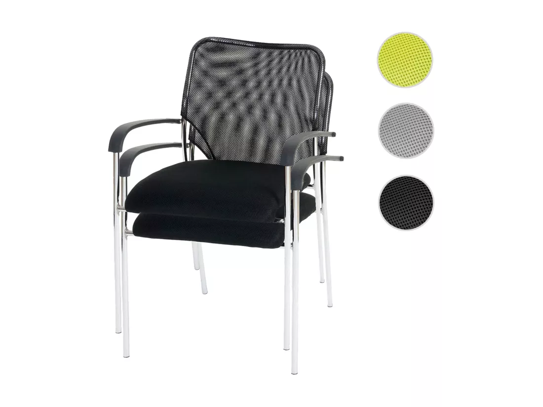 Chaise visiteur Tucson (lot de 2), siège noir, dossier noir