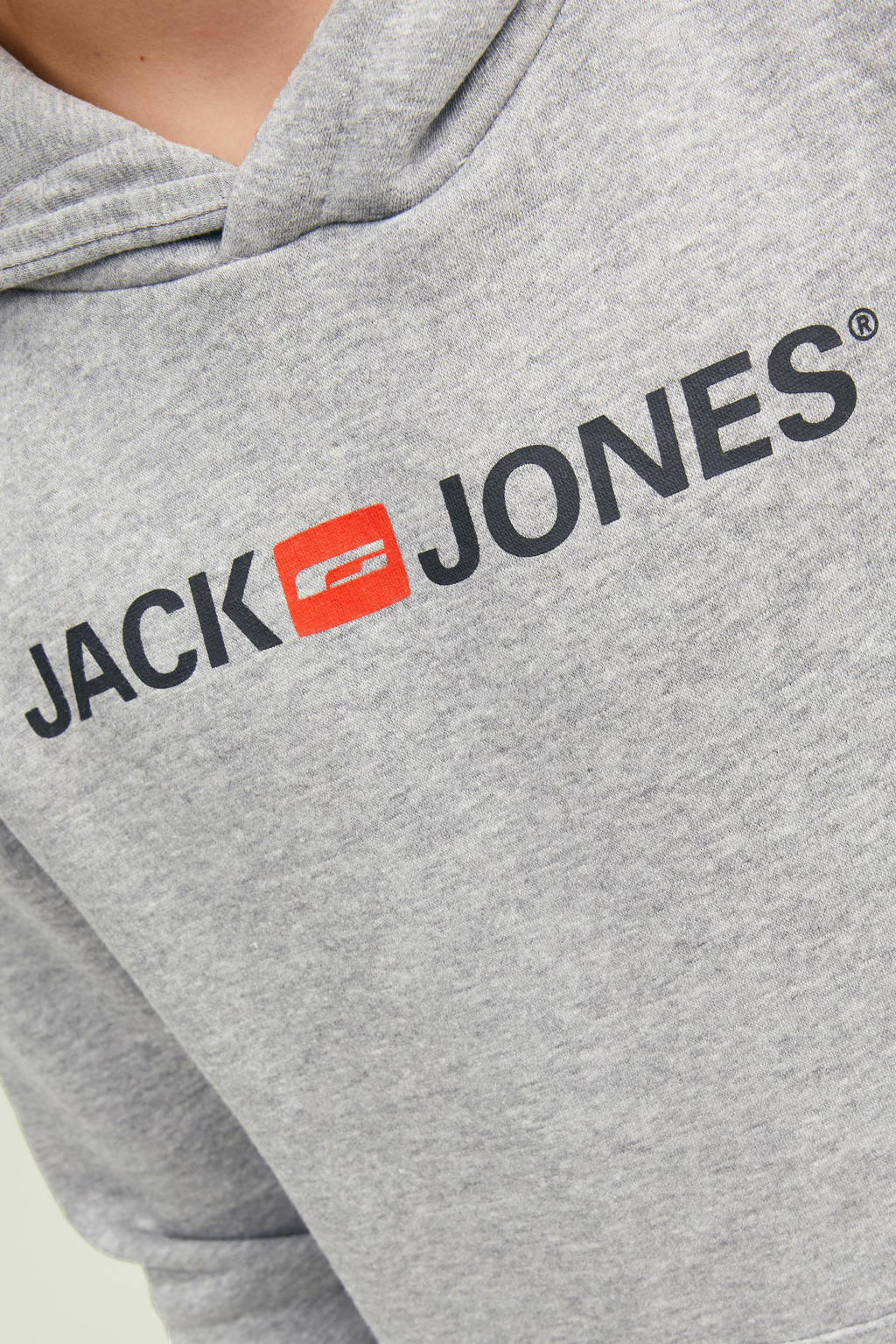 JACK & JONES hoodie JJECORP met logo grijs melange