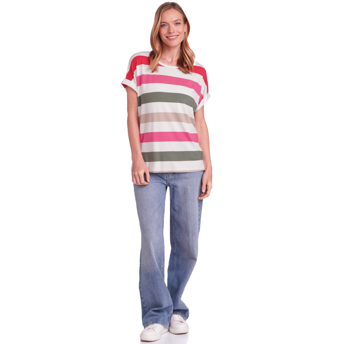Gina Benotti Damen T-Shirt mit Print rot / pink / cremeweiss