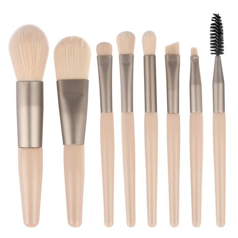 (9-tlg. Set) Mini Beauty Make Up Reise Pinsel Set mit Aufbewahrungstasche - Rosa