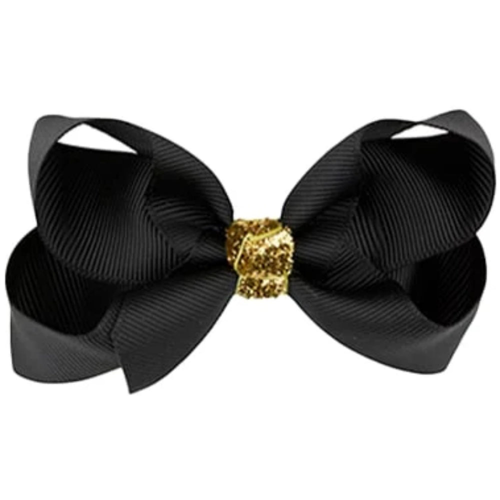 Køb Bow's by Stær Klassisk Sløjfe - Sort/Guld Glitter - 8 cm