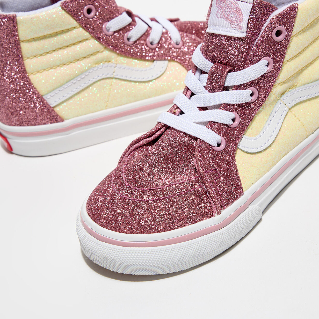 Vans Baskets SK8-Hi à paillettes rose/jaune