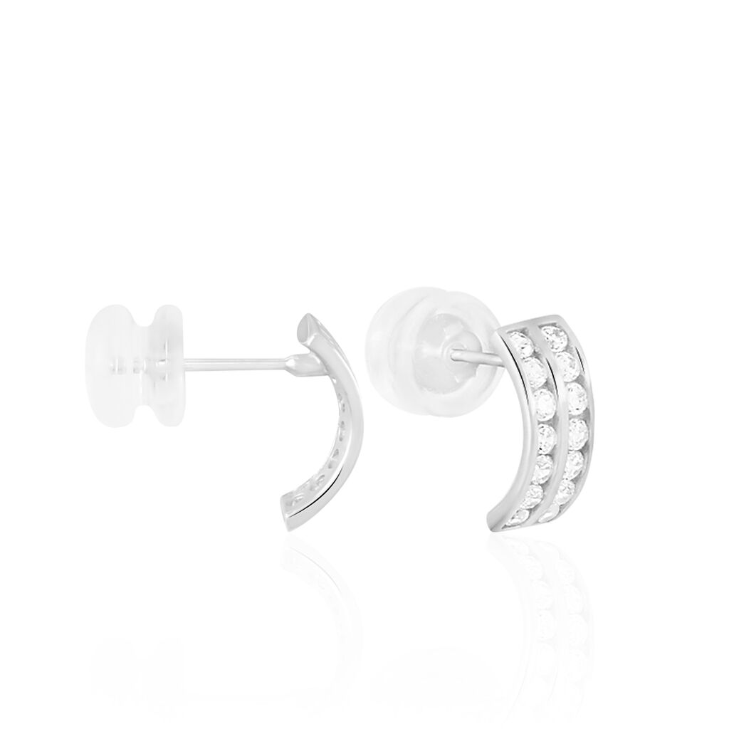 Créoles Jacobee Rondes Or Blanc Oxyde De Zirconium