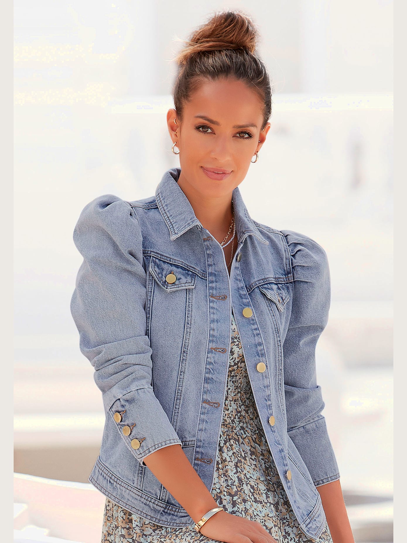 Veste en jean avant boutonné