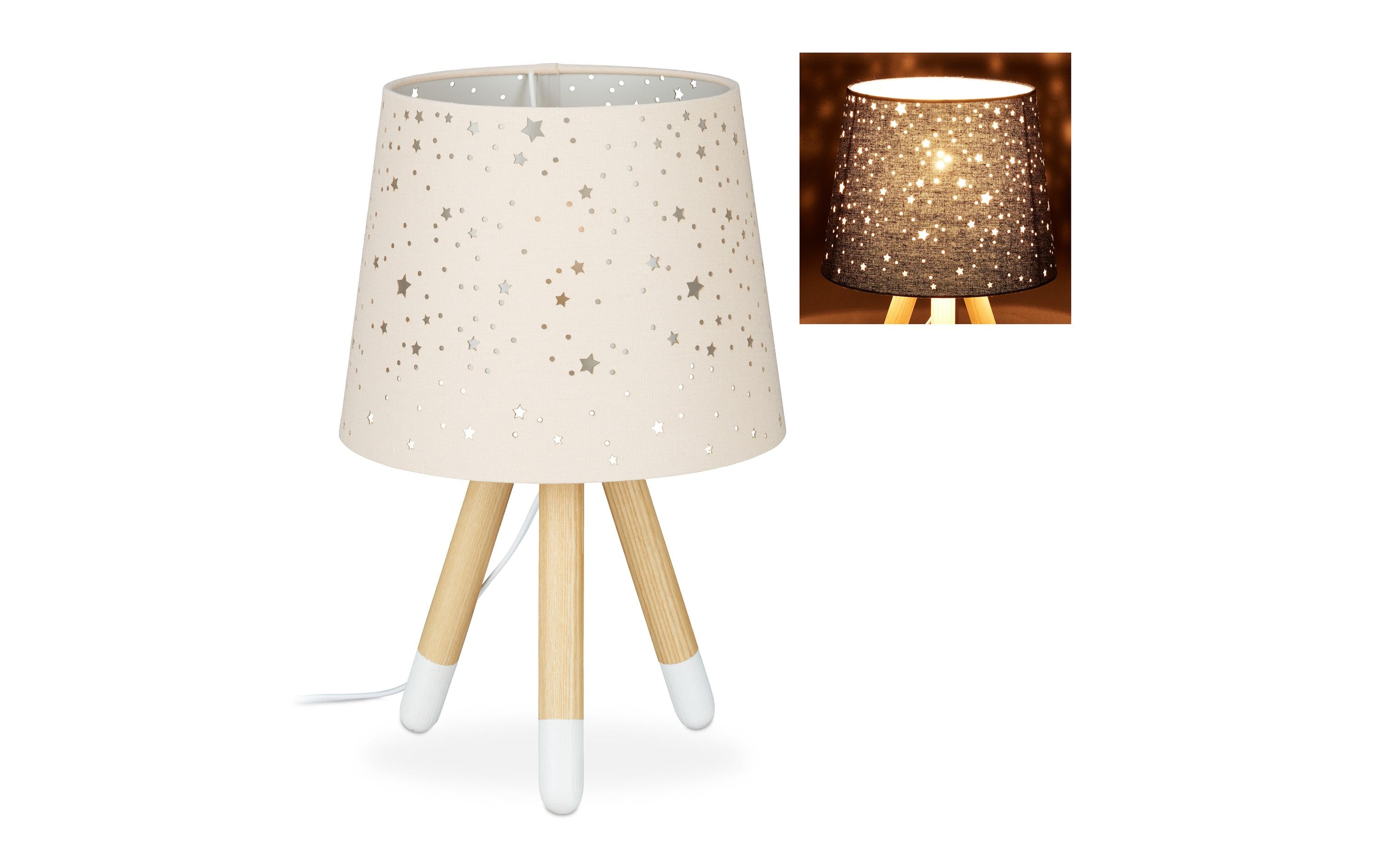 Tischlampe Sterne HellbraunNachttischlampe mit niedlichem Motiv