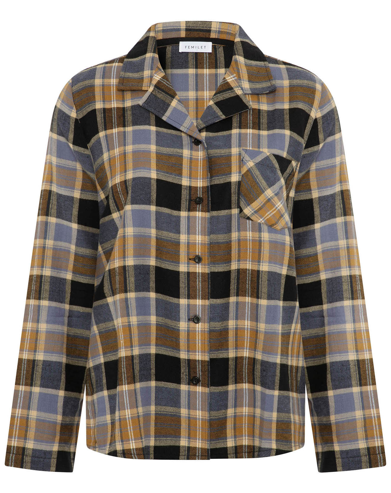 Femilet Chemise de pyjama Ecossais imprimée marron/noir