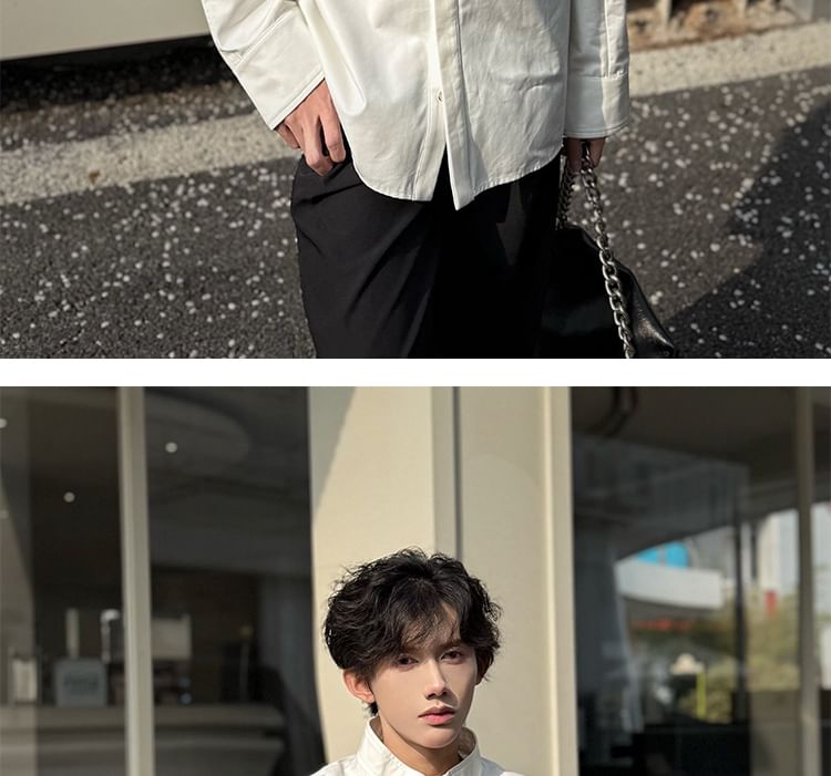 Omozando - Oversized overhemd met lange mouwen en opstaande kraag