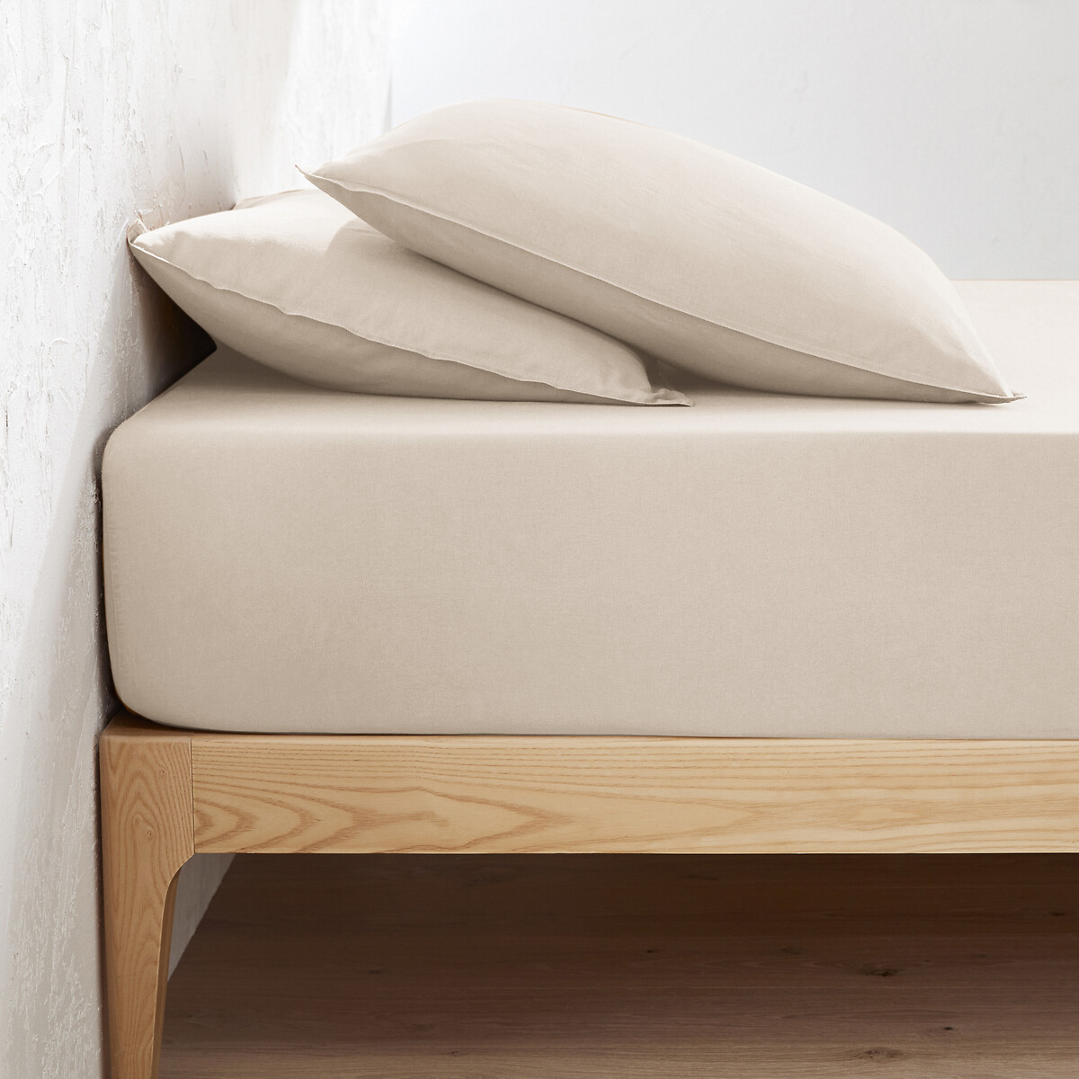 LA REDOUTE INTERIEURS<br>Lençol de baixo liso em algodão lavado, dobra de 30 cm, Scenario