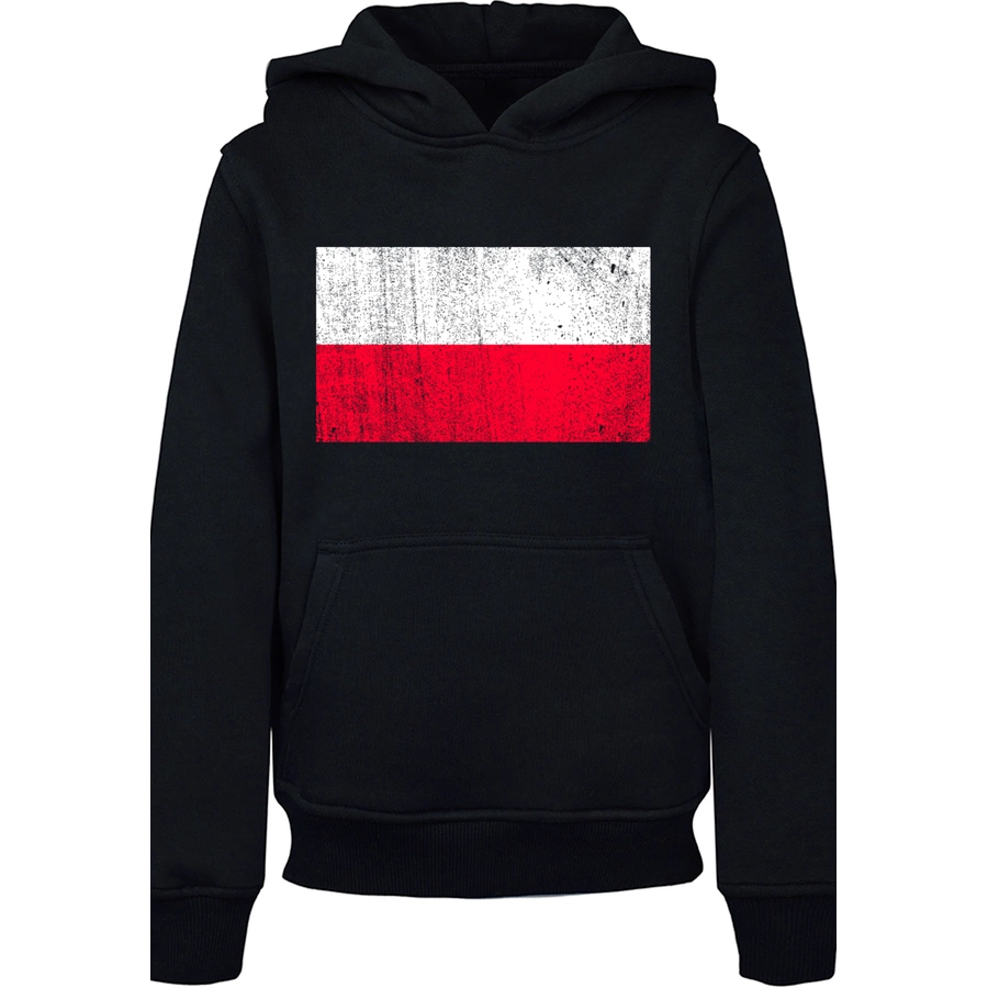 F4NT4STIC Hoodie Poland Polen Flagge distressed schwarz