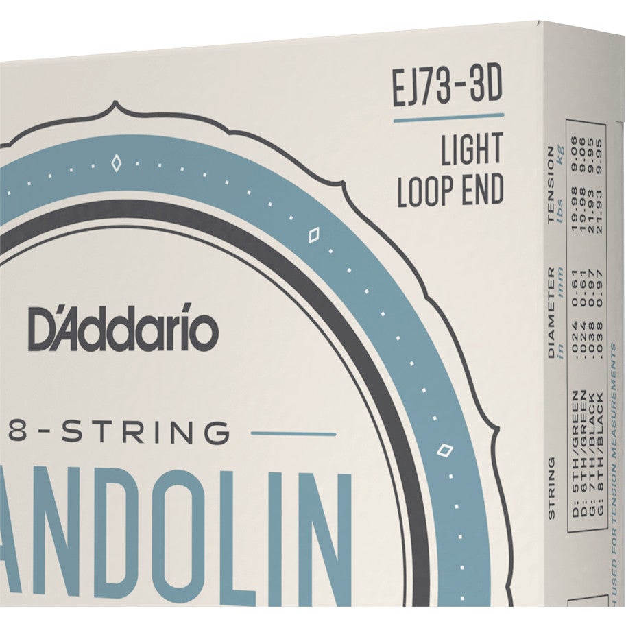 D'Addario EJ73-3D Phosphor Bronze Light 10-38 snaren voor mandoline (3 sets)