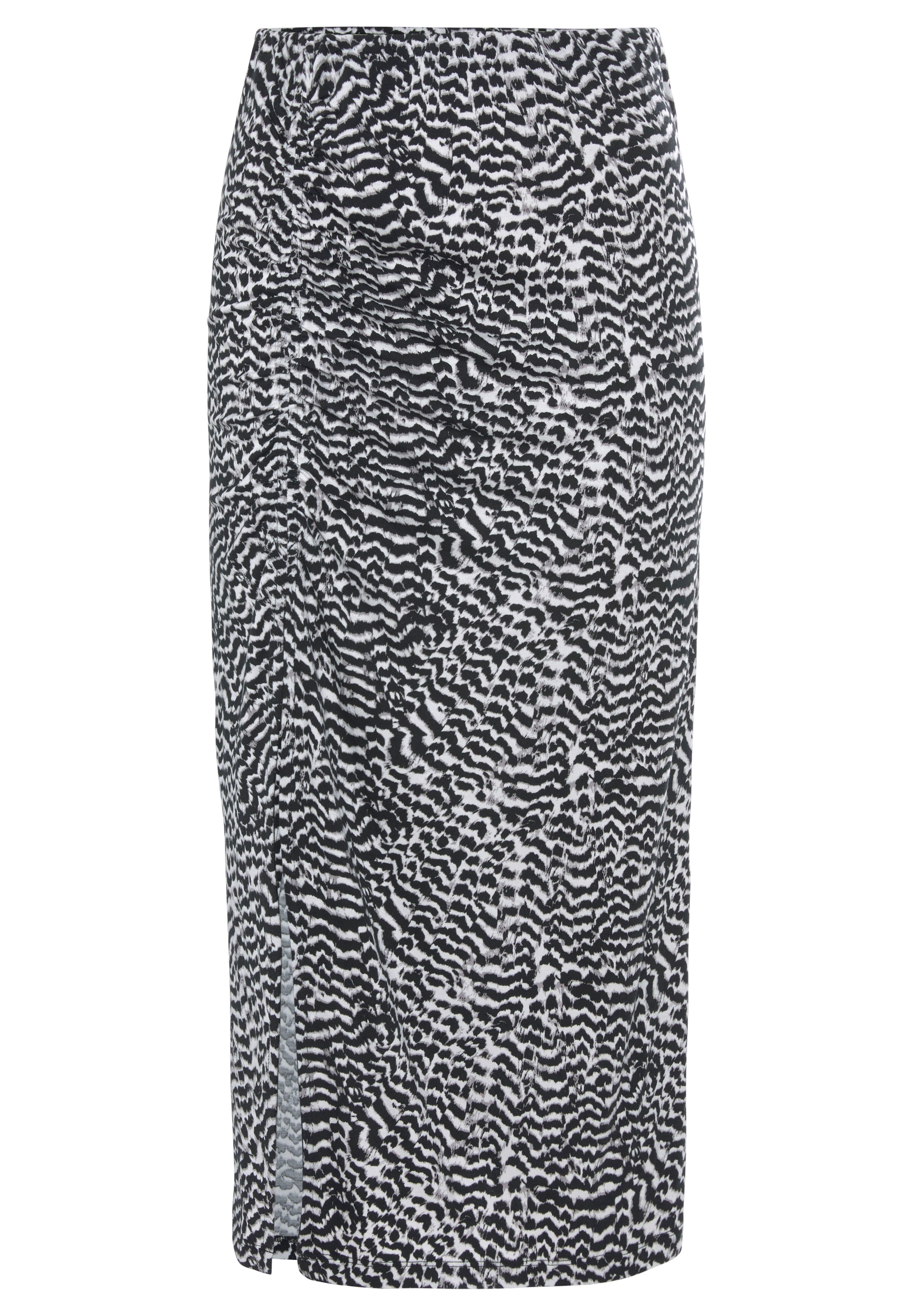 Vivance Midirock , mit seitlicher Raffung und Schlitz, Jerseyrock in Animalprint