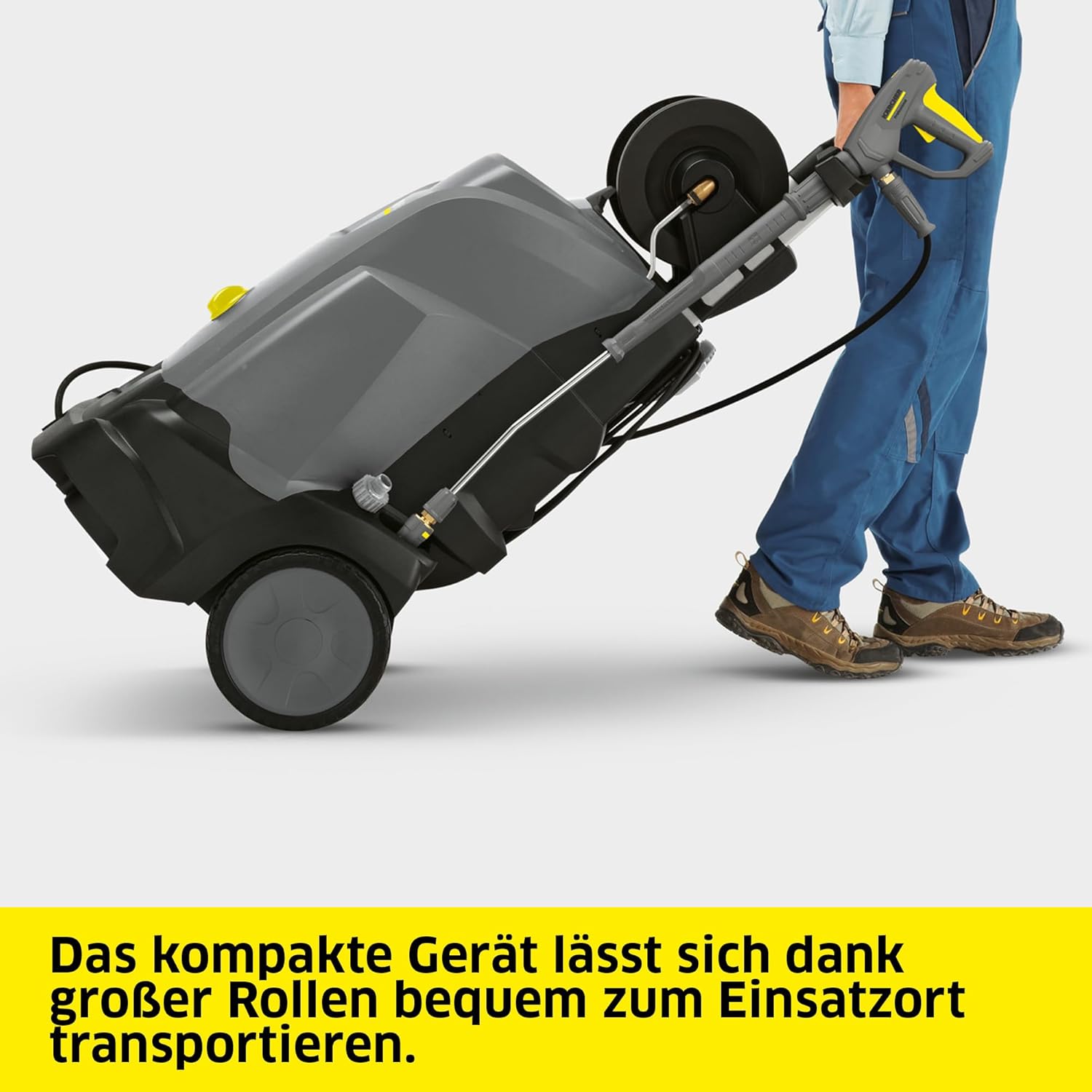 Kärcher Heißwasser-Hochdruckreiniger HDS 5/15 UX, max. 80 °C, Arbeitsdruck: 150 bar, Fördermenge: 450 l/h, Gewicht: 80,5 kg, Schlauch: 15 m, Easy!Force Advanced-Hochdruckpistole, Schlauchtrommel