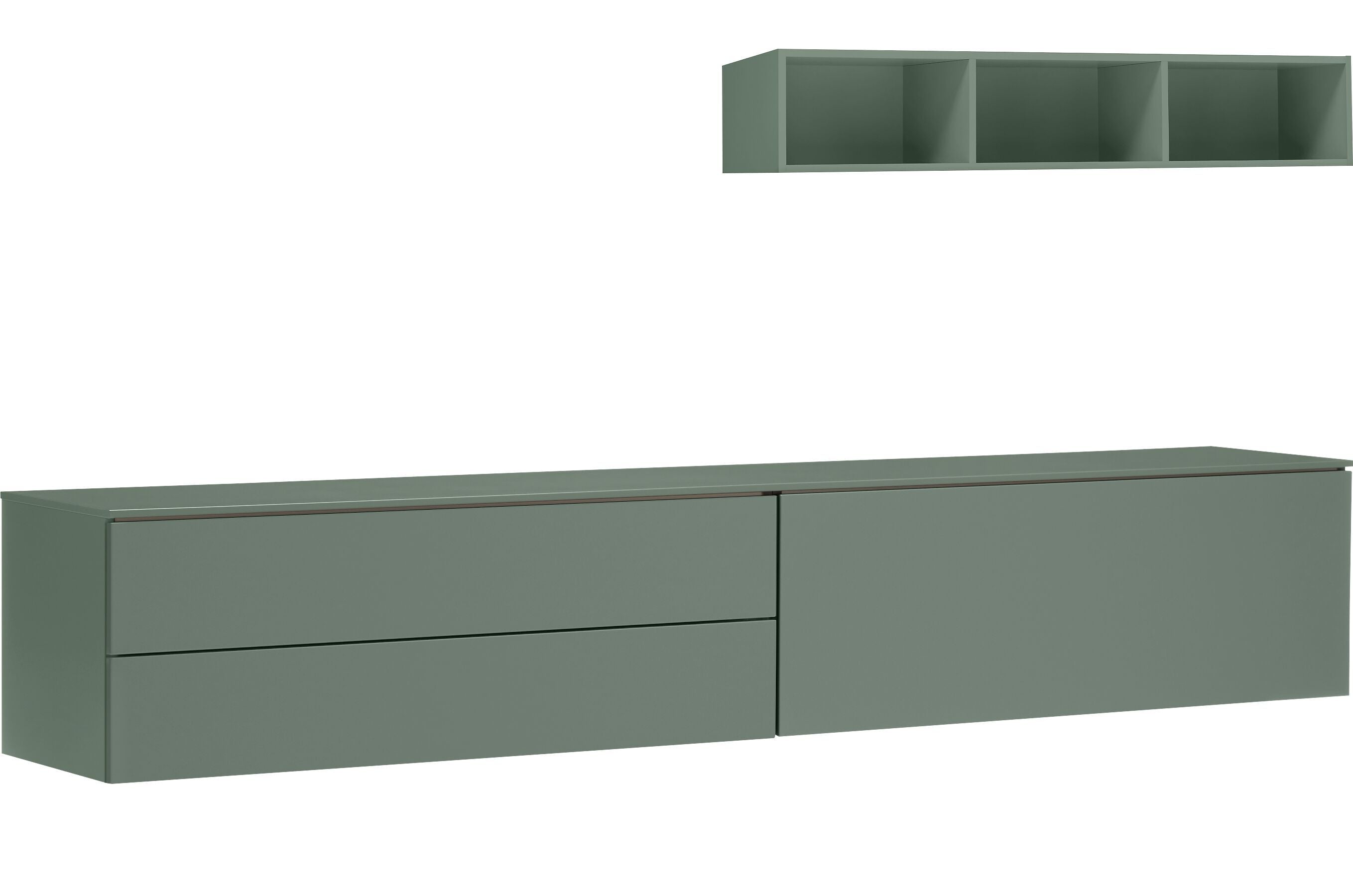 TILL Lowboard - Grün / B: 224.0 cm x T: 41.0 cm x H: 39.6 cm
