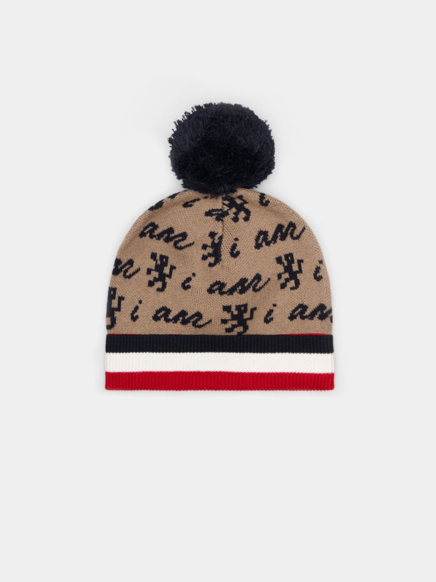 Gorro com pompom e branding all over