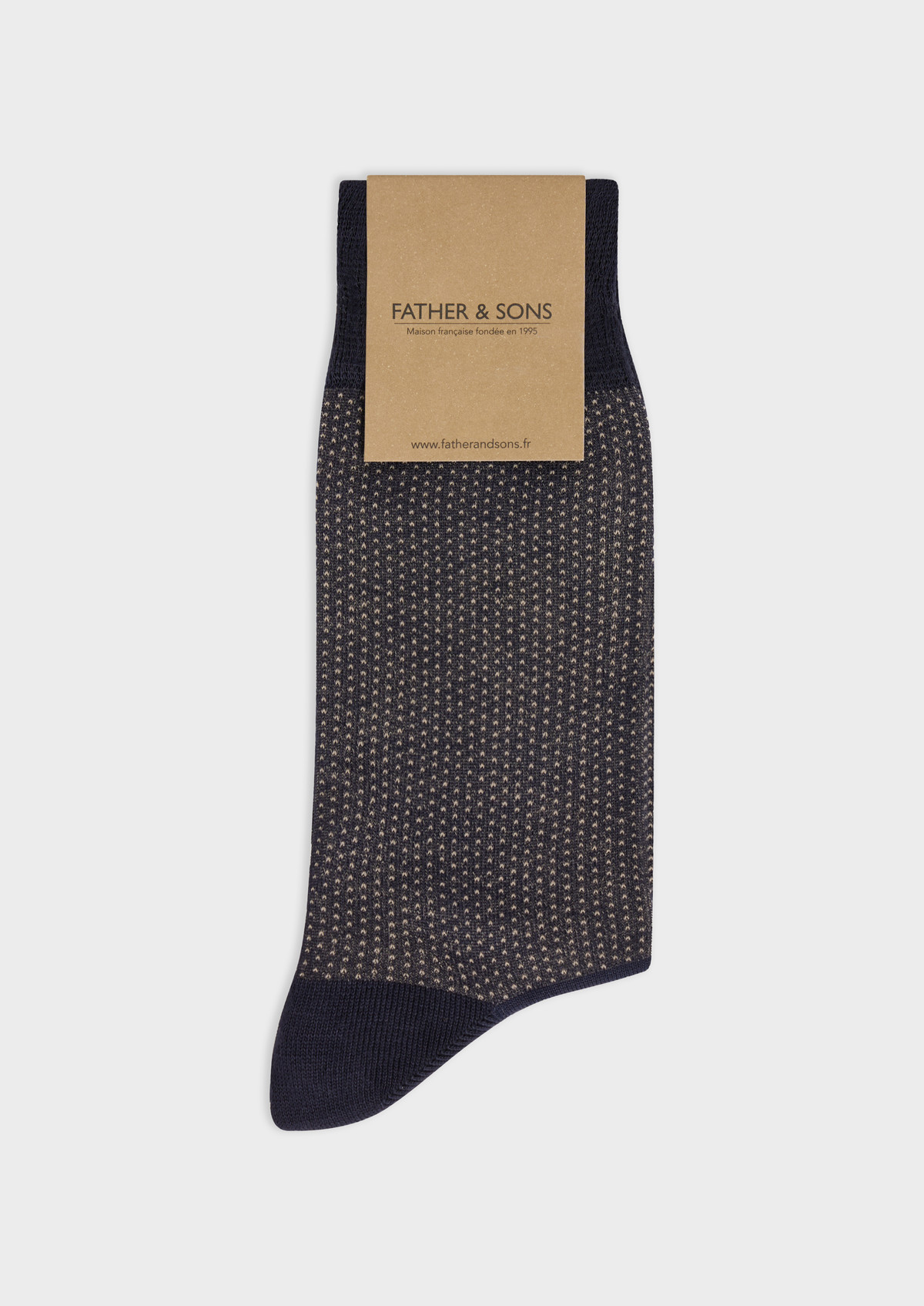 Chaussettes en viscose de bambou bleu nuit à motifs géométriques sable
