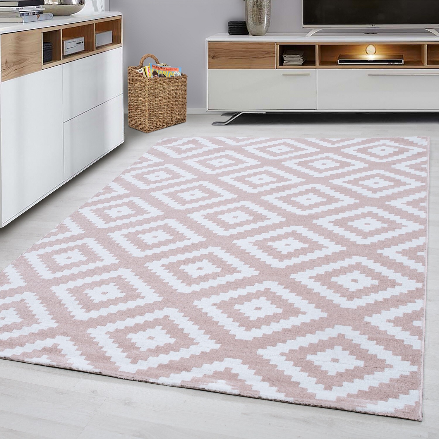 Wunderschöne Designer Teppich Modern Wohnzimmer Raute Design Karo Muster