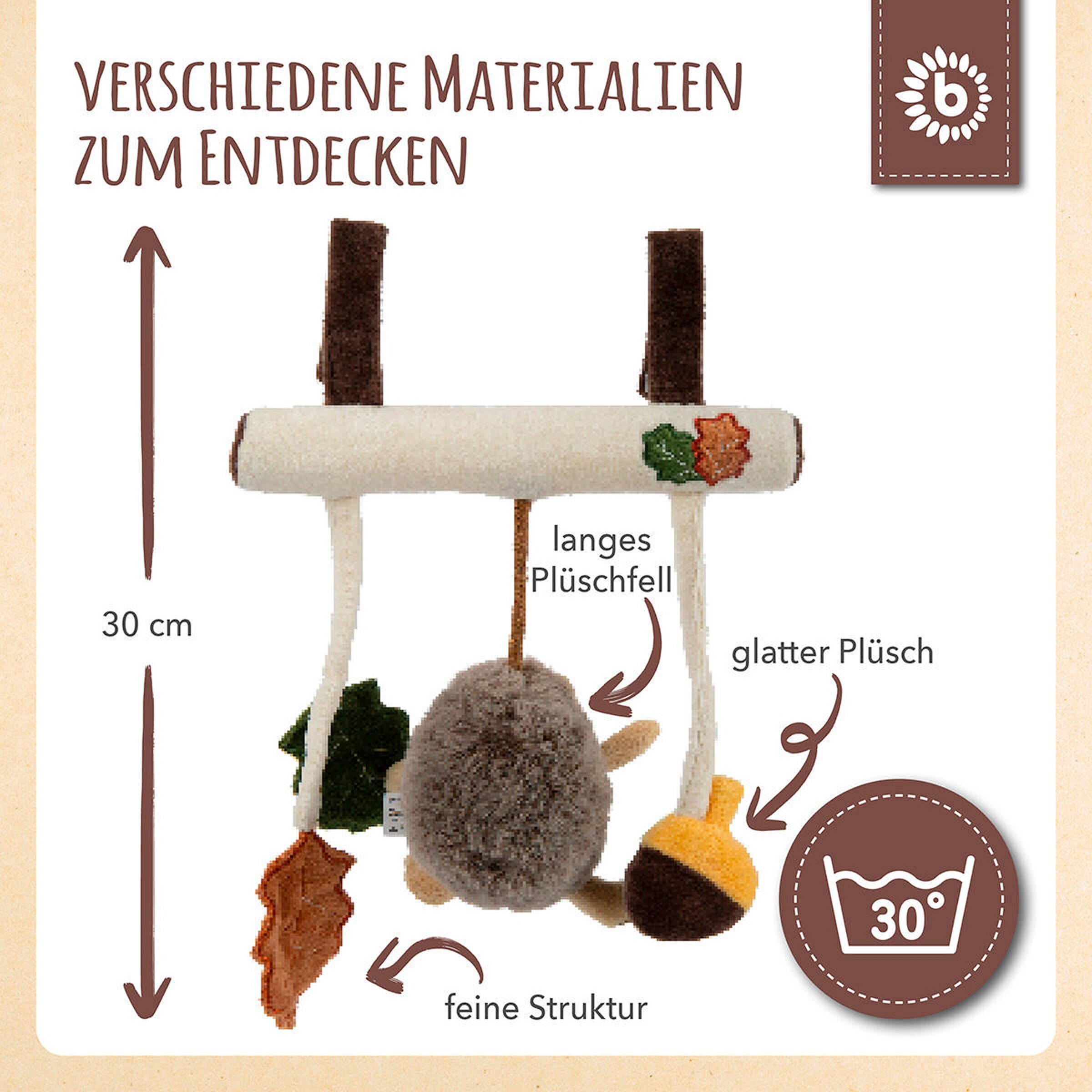 Bieco Kinderwagenkette Plüsch Igel - ab Geburt Beige