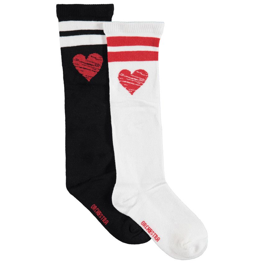 Lot de 2 paires de chaussettes hautes avec coeur en jacquard - Gris foncé