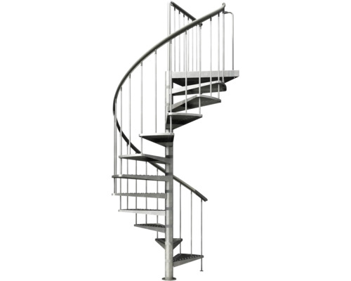 Wenteltrap Pertura Sania, geperforeerde plaat, thermisch verzinkt, Ø 155 cm, grijs, 13 treden, 14 stootborden