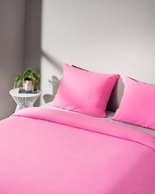 housse de couette coton doux 140 x 200/220 rose vif