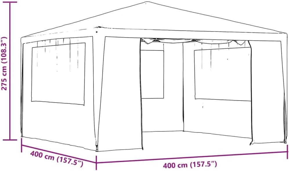 vidaXL Profi Partyzelt mit Seitenwänden UV-beständig Wasserbeständig Pavillon Festzelt Gartenpavillon Gartenzelt Garten Bierzelt 4x4m Weiß 90g/m²