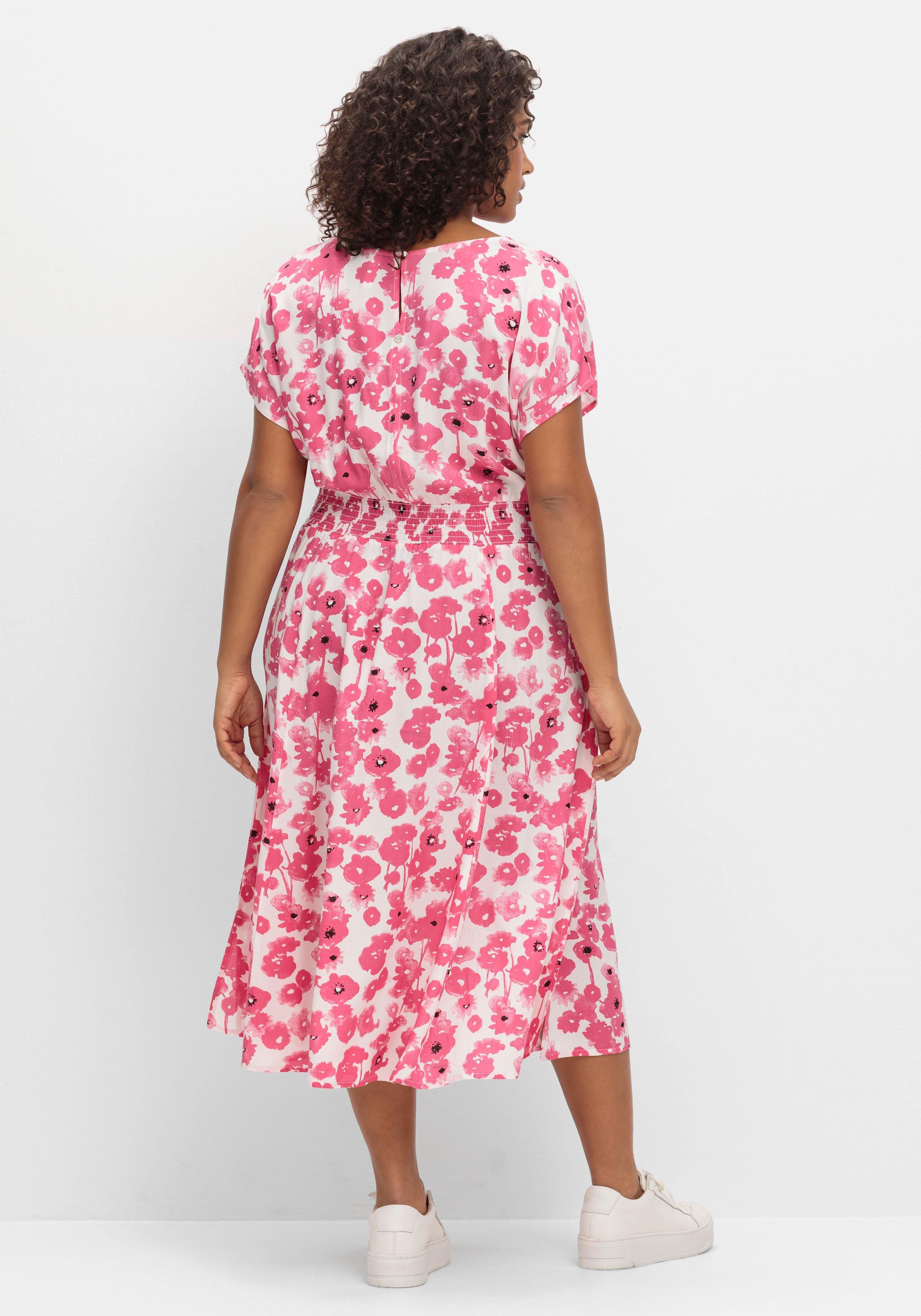 Kleid mit Blumenprint und Smokbund