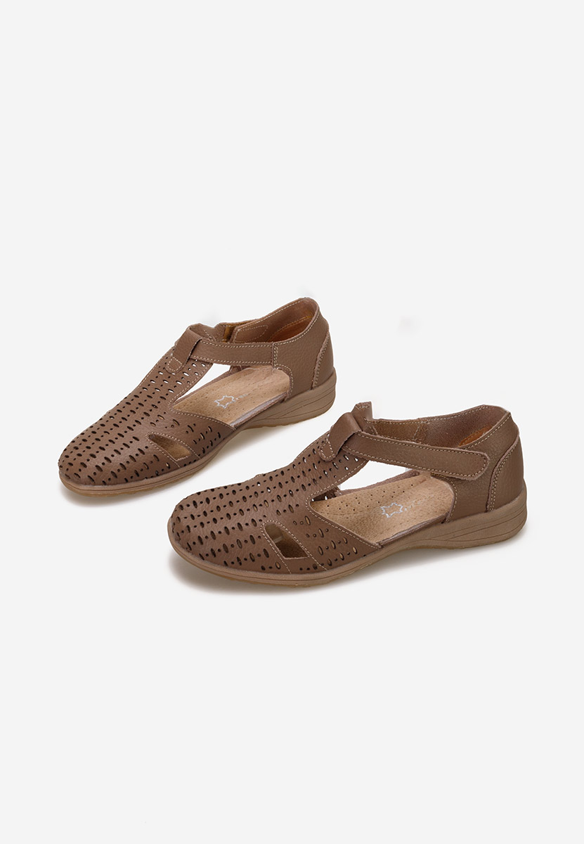 Ballerines femme en cuir kaki Zelina