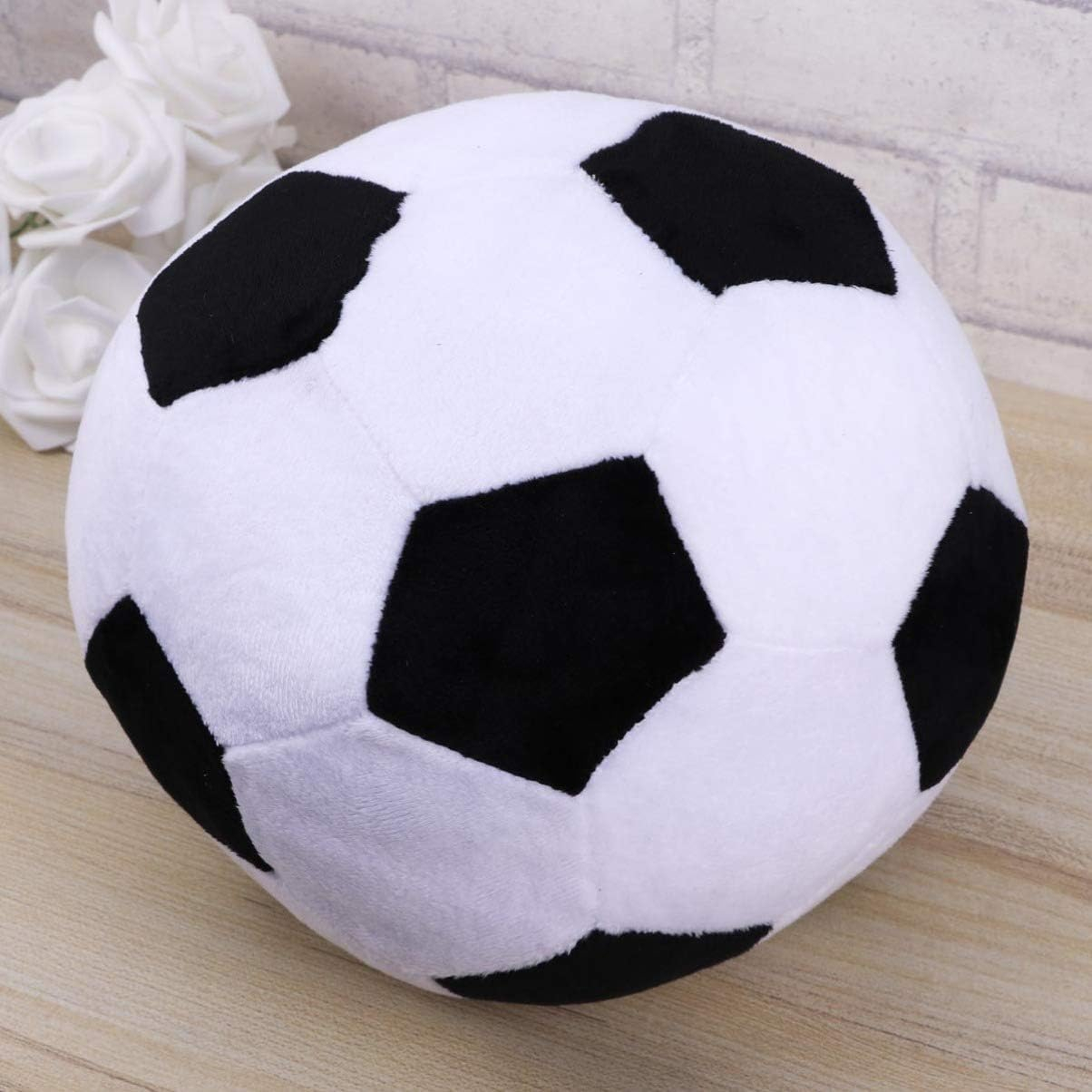 (Ø22cm) Stoff Fussball Kissen Home Deko Weicher Plüsch Spiel Ball - Schwarz / Weiss