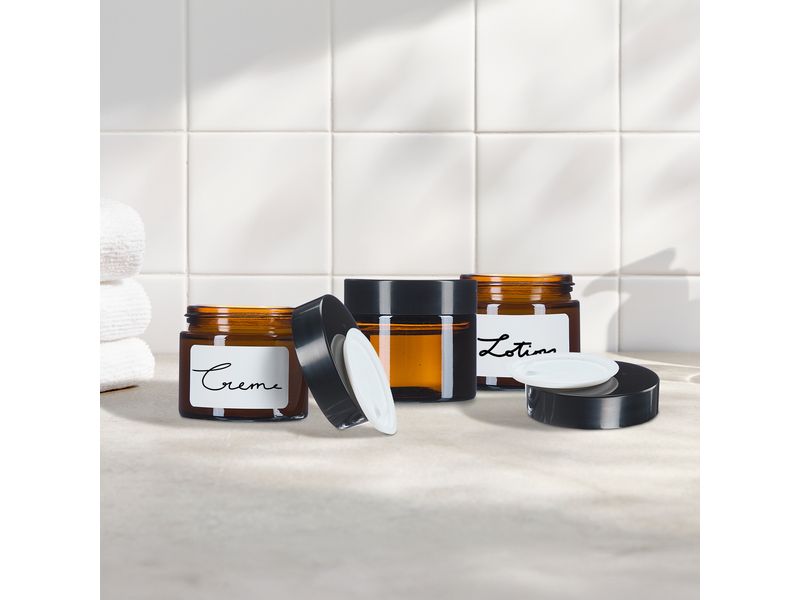 relaxdays Braunglas Salbentiegel 60 ml, 12 Stück Zur Aufbewahrung von selbst gemachten Cremes, Salben oder ätherischen Ölen