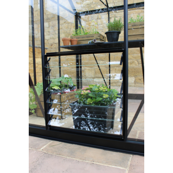 Tuinkas Royal Well Birdlip 46 zwart gecoat met 3mm veiliheidsglas