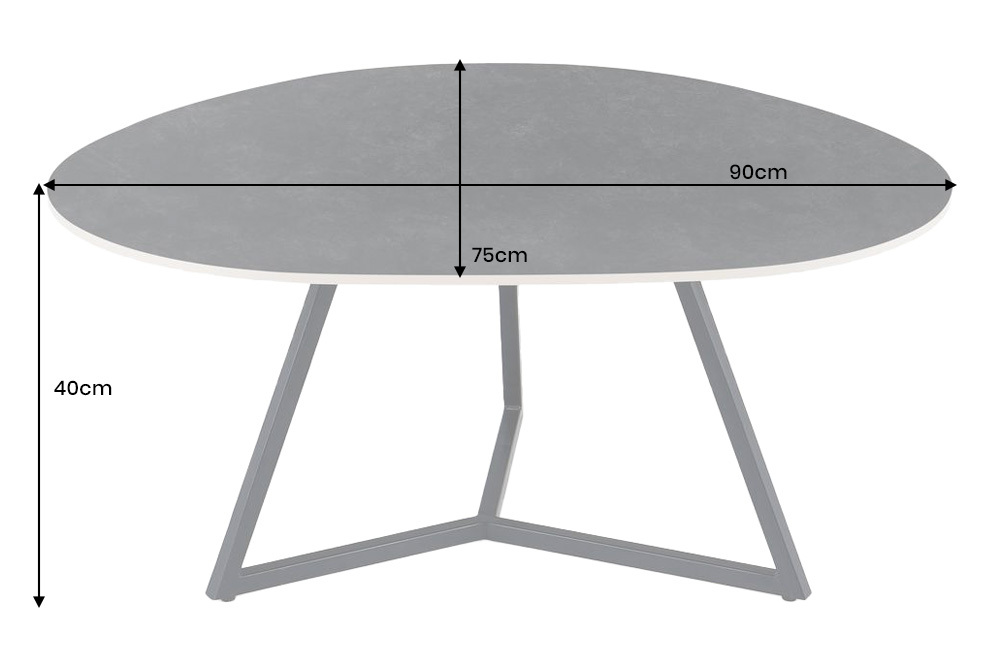 Design Couchtisch MARVELOUS 90cm anthrazit Marmor Keramik schwarzes Metall