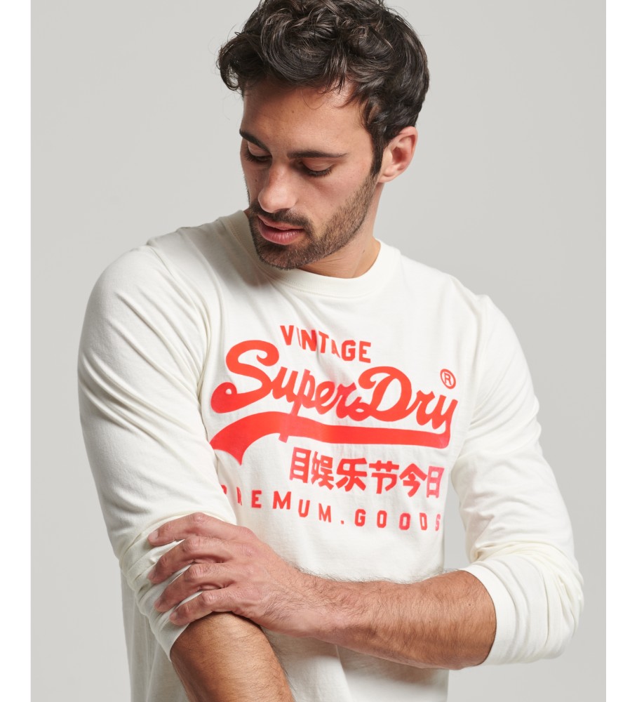 Camiseta de manga comprida Superdry Vintage Neon com logo Off-White