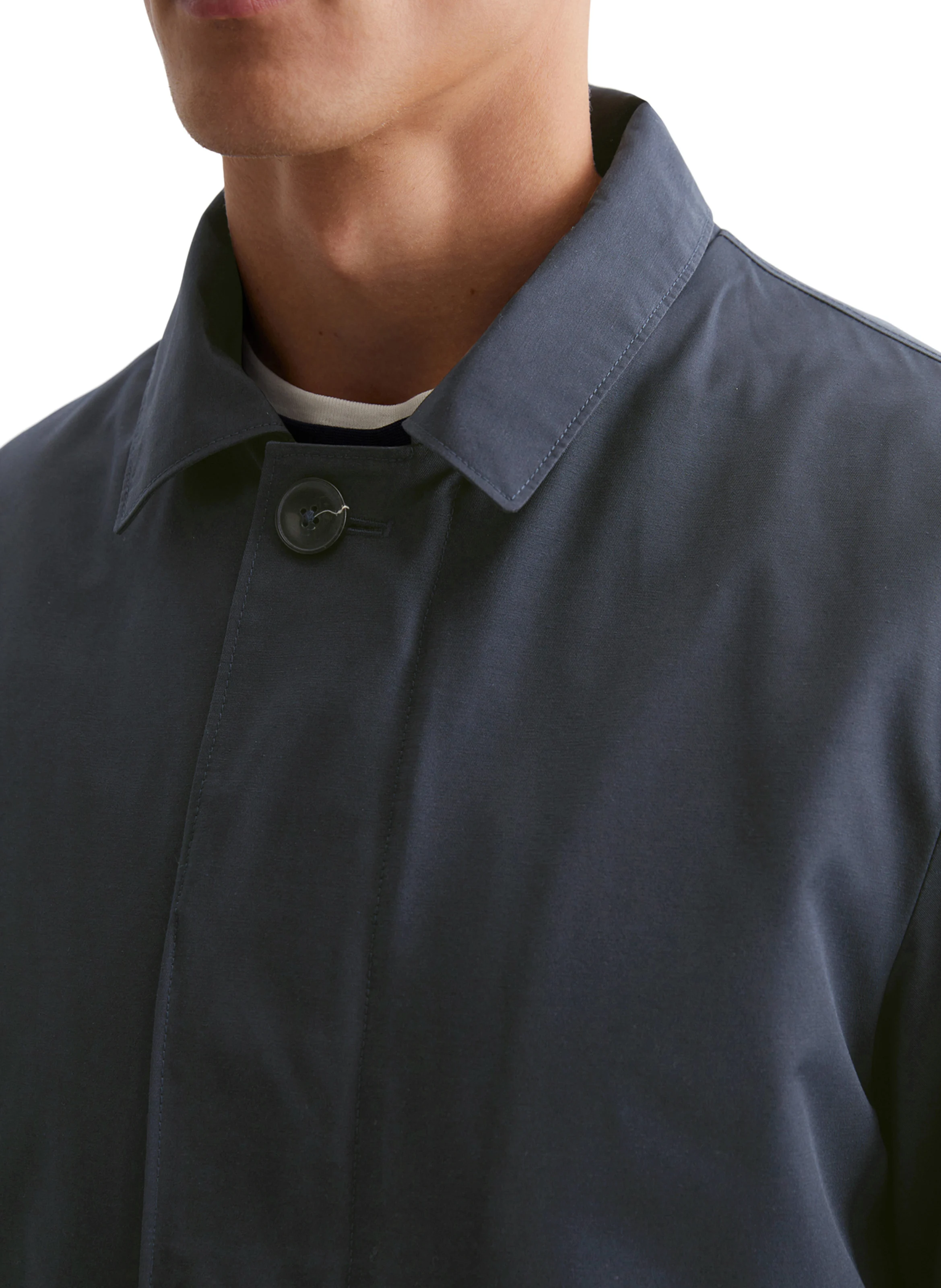 Manteau boutonné à capuche amovible | Bleu