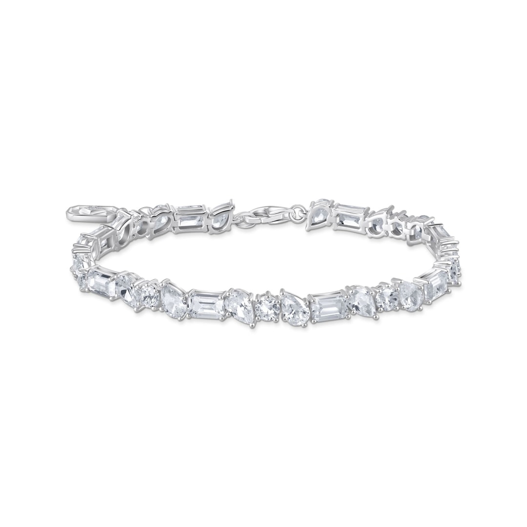Thomas Sabo Heritage Glam White Tennisarmband mit 31 weissen Steinen Silber