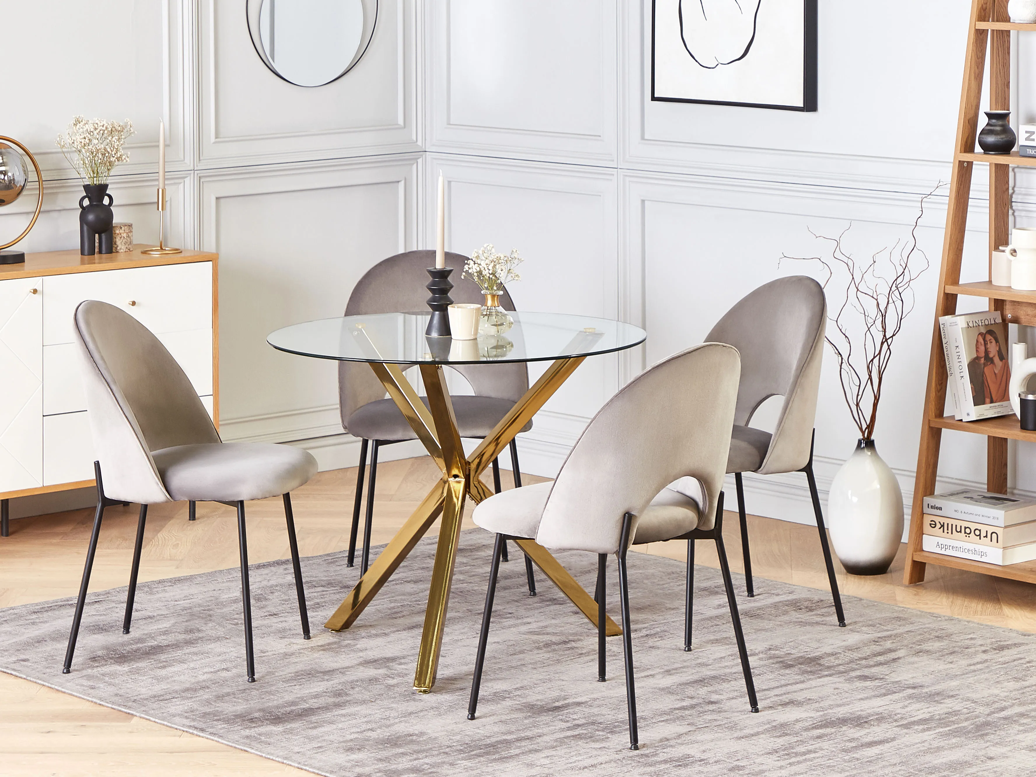 Eettafel SAVONI Goud 90 cm Veiligheidsglas 90 cm