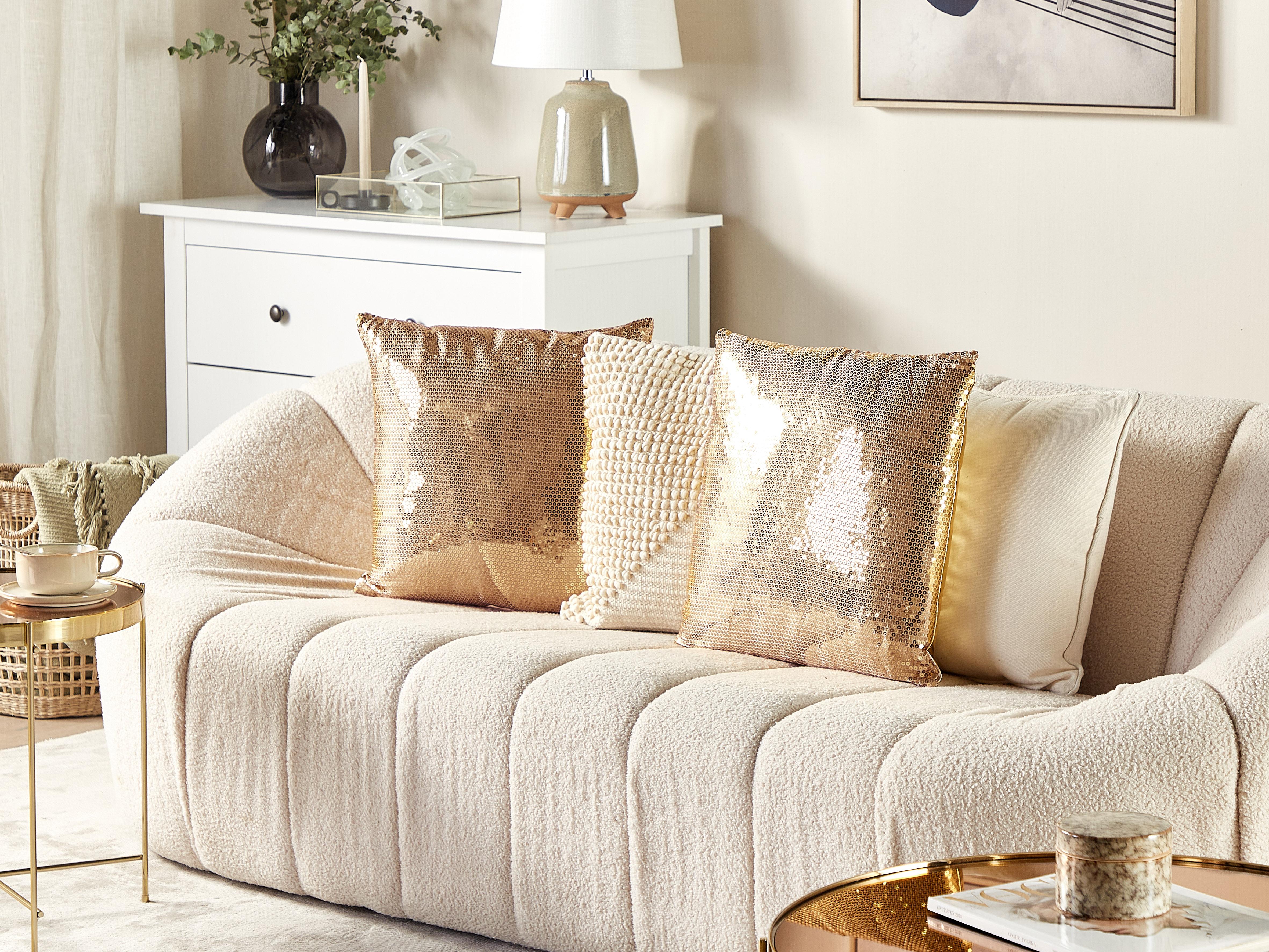 Set van 2 sierkussens ASTER 45 x 45 cm Goud effen