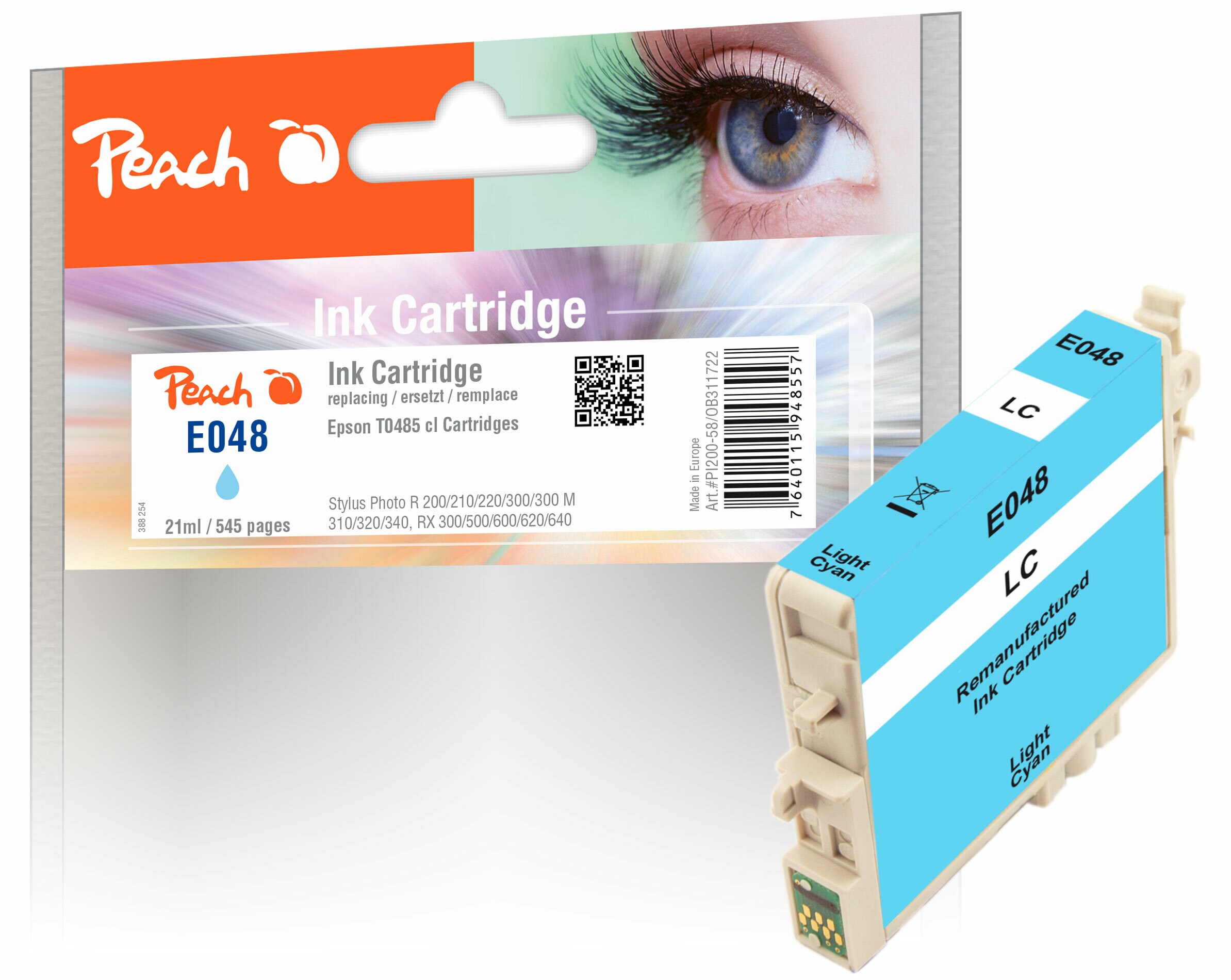 Peach E485 LC Druckerpatrone cyli ersetzt Epson T0485LC, C13T04854010 für z.B. Epson Stylus Photo RX 620, Epson Stylus Photo R 200