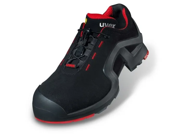 Uvex 85162, Unisex, Voksen, Sikkerhedssko, Sort, Rød, ESD, S3, SRC, Hurtig luk snørebånd