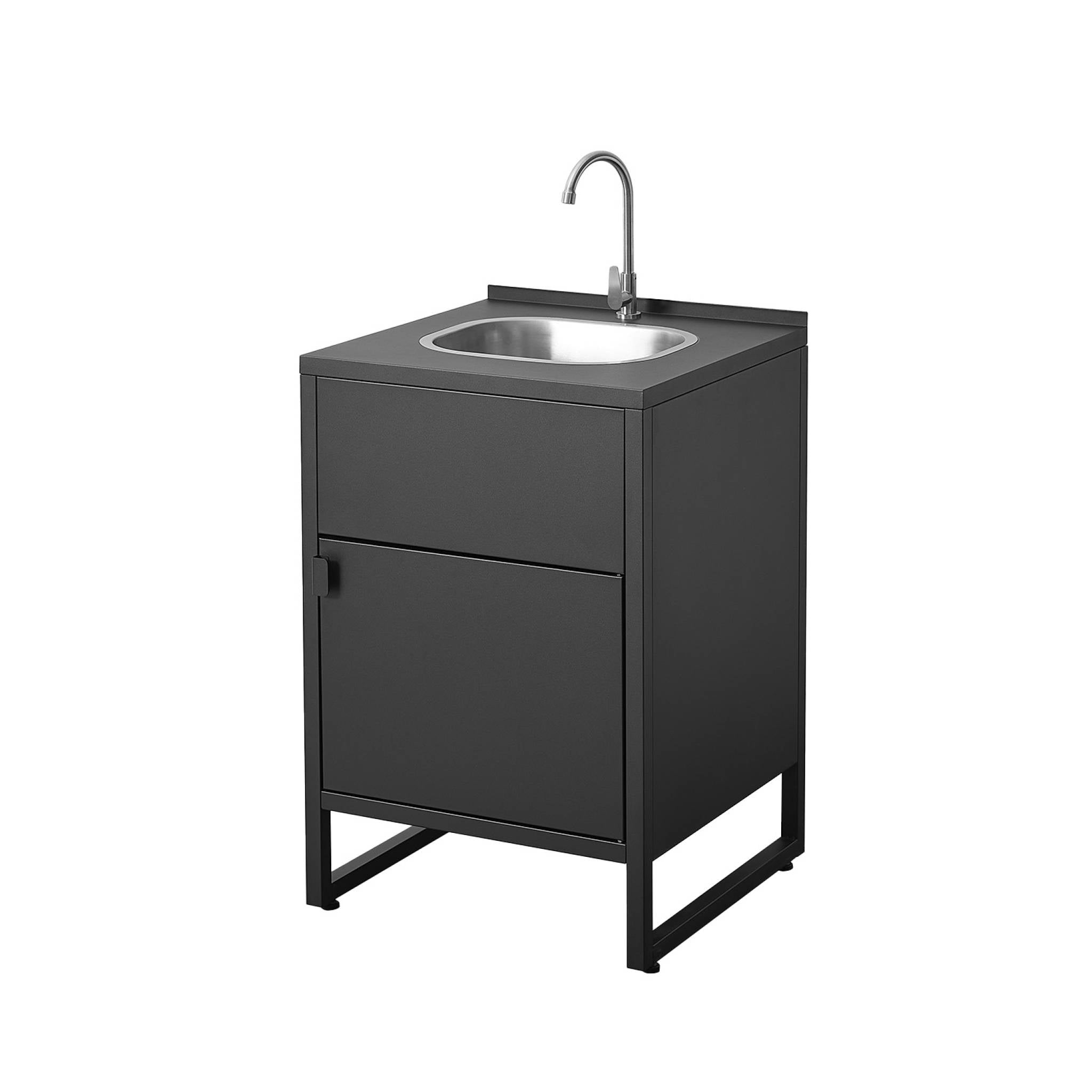 sweeek - Buitenkeuken module gootsteen en 1 deur van staal L60cm