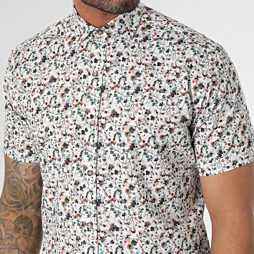 Chemise Manches Courtes Blanc Floral