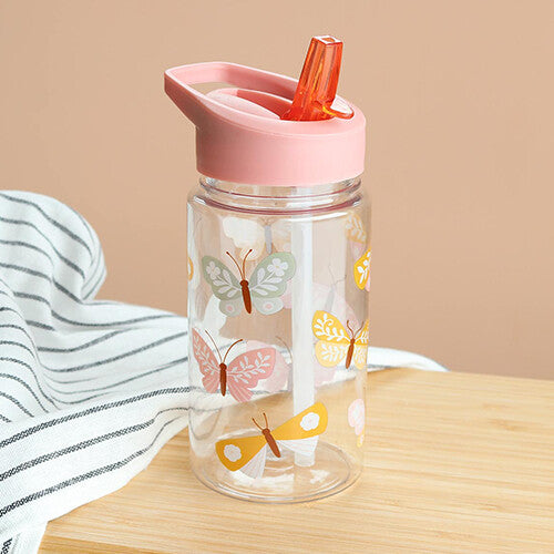 A little lovely company drinkfles met rietje - vlinders - 450ml