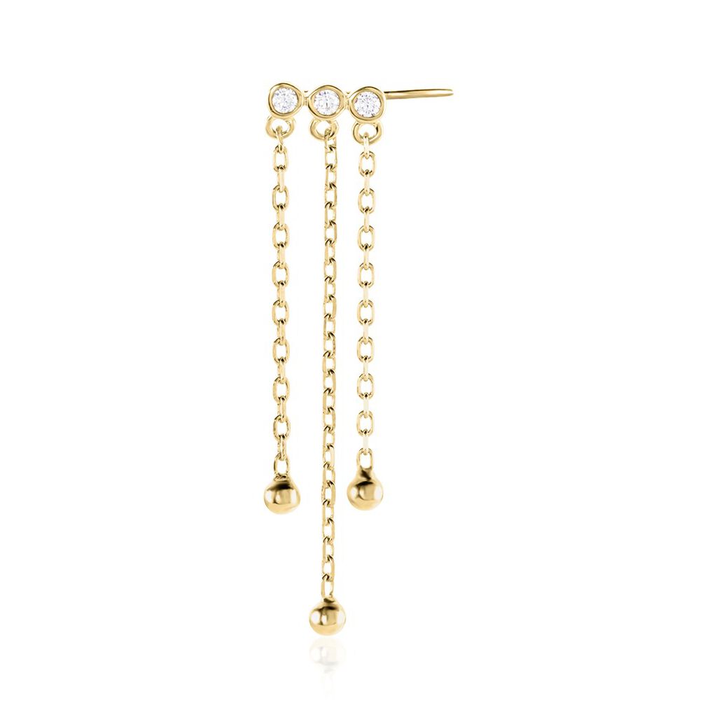 Bijou D'oreille Unitaire Plaqué Or Jaune Kolya Oxydes De Zirconium
