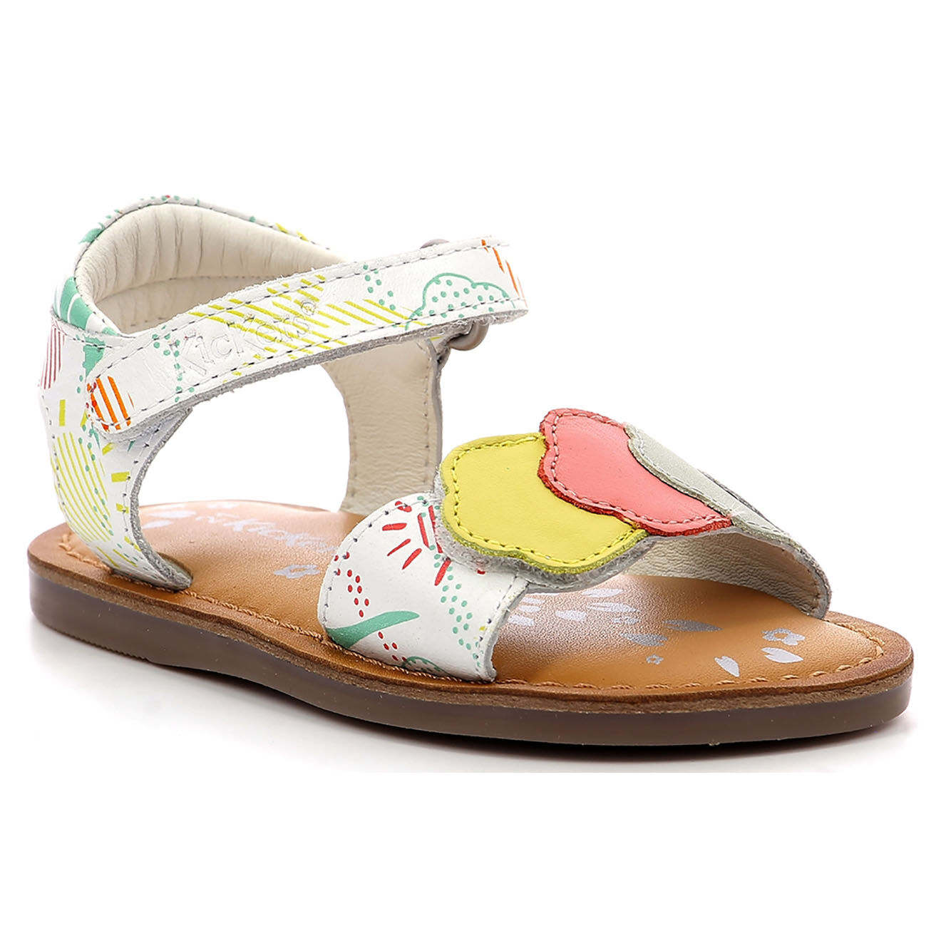 Kickers Sandales en Cuir Dyastar blanc/sunshine