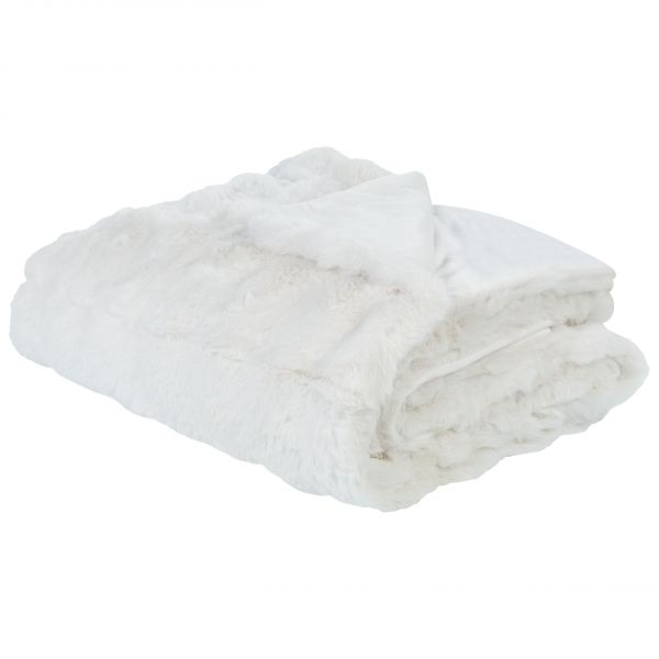 Beliani Manta em Pelo Sintético de Coelho Branco 150 x 200 cm Felpuda para Sala Ou Quarto de Estilo Boho