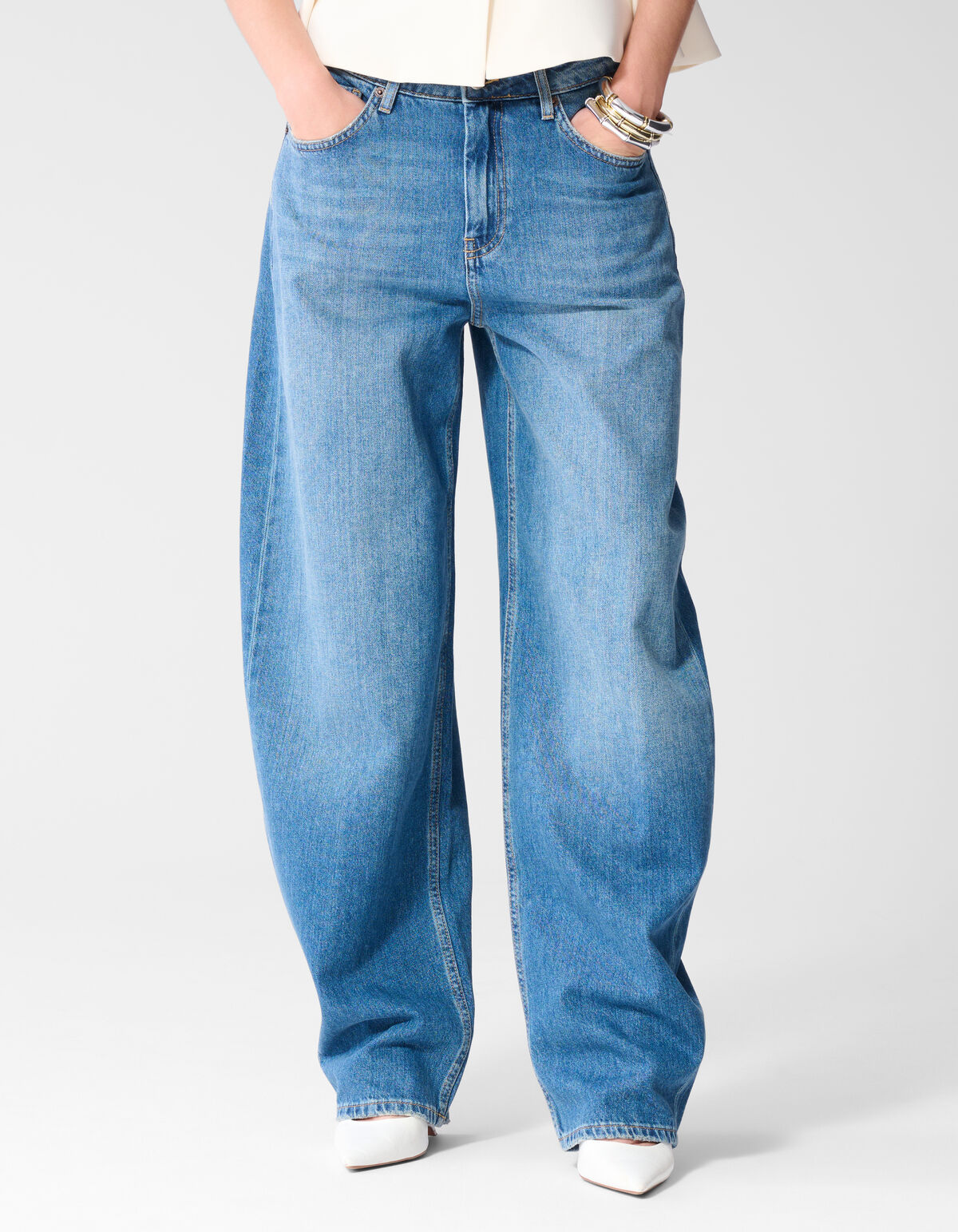 Barrel Fit Jeans Donkerblauw