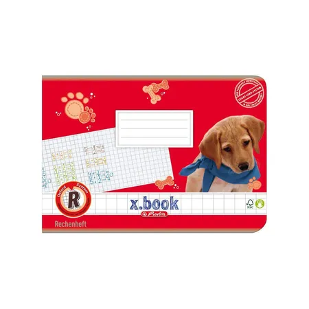 Herlitz x.book Schulheft, Rechenheft A5 quer, kariert, Lineatur R, 16 Blatt, FSC Mix