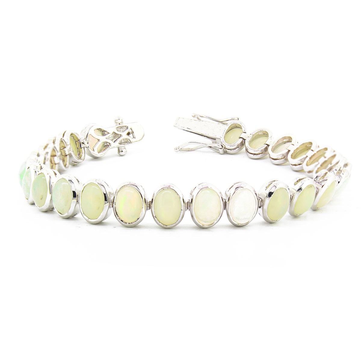 Bracelet Opale Ovale et Argent 925 - Raffinement Irrésistible Aden Bijoux