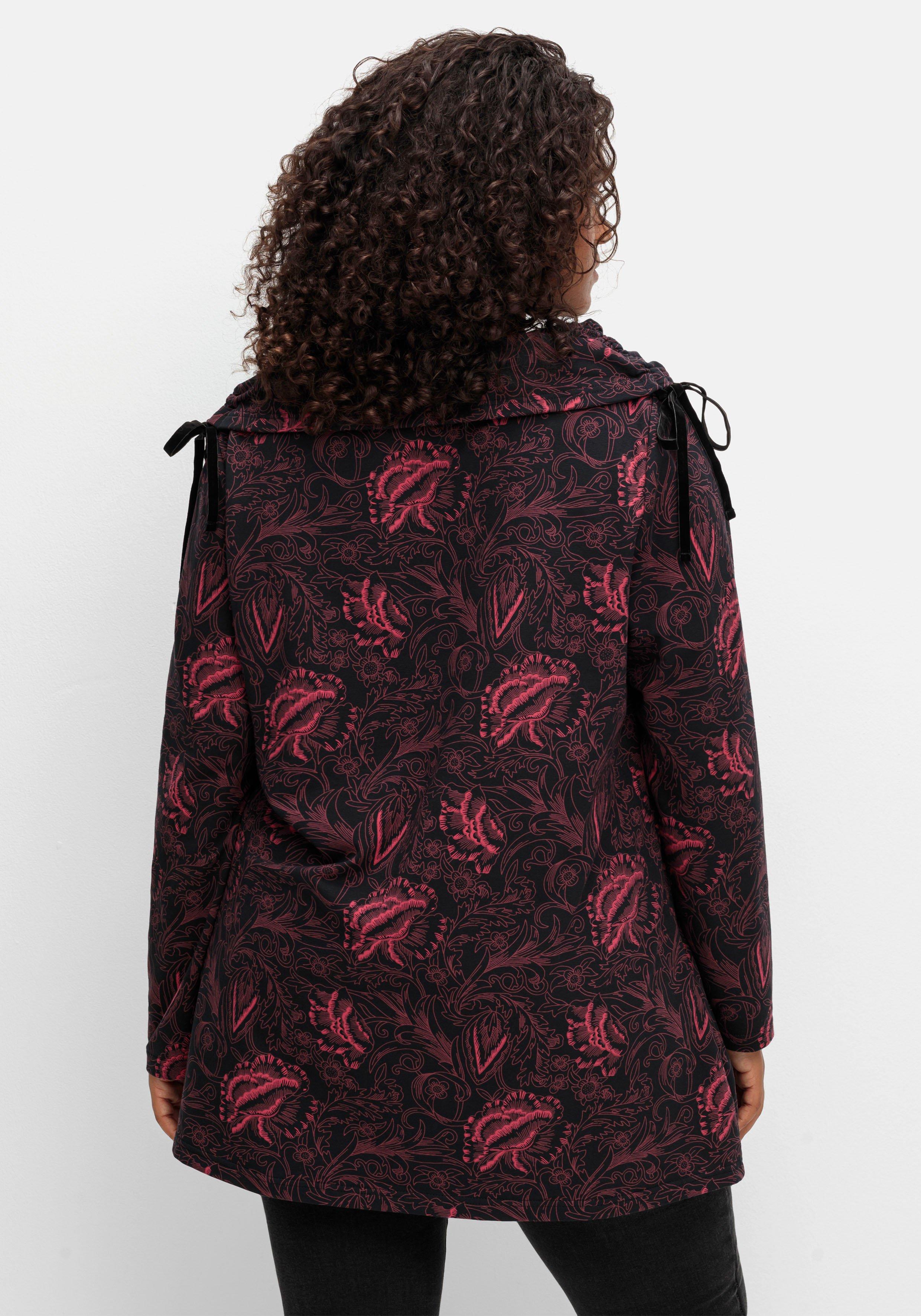 Sweatshirt in Longform mit weitem Kragen