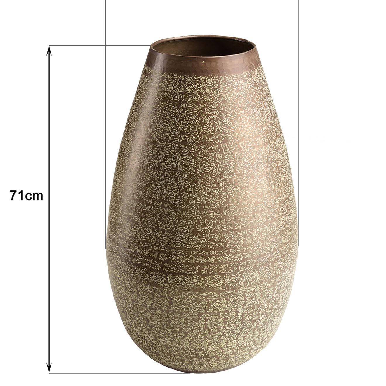 Macabane Vase motifs arabesques fleuris Honoré vert vieilli - D.42xH.71 cm